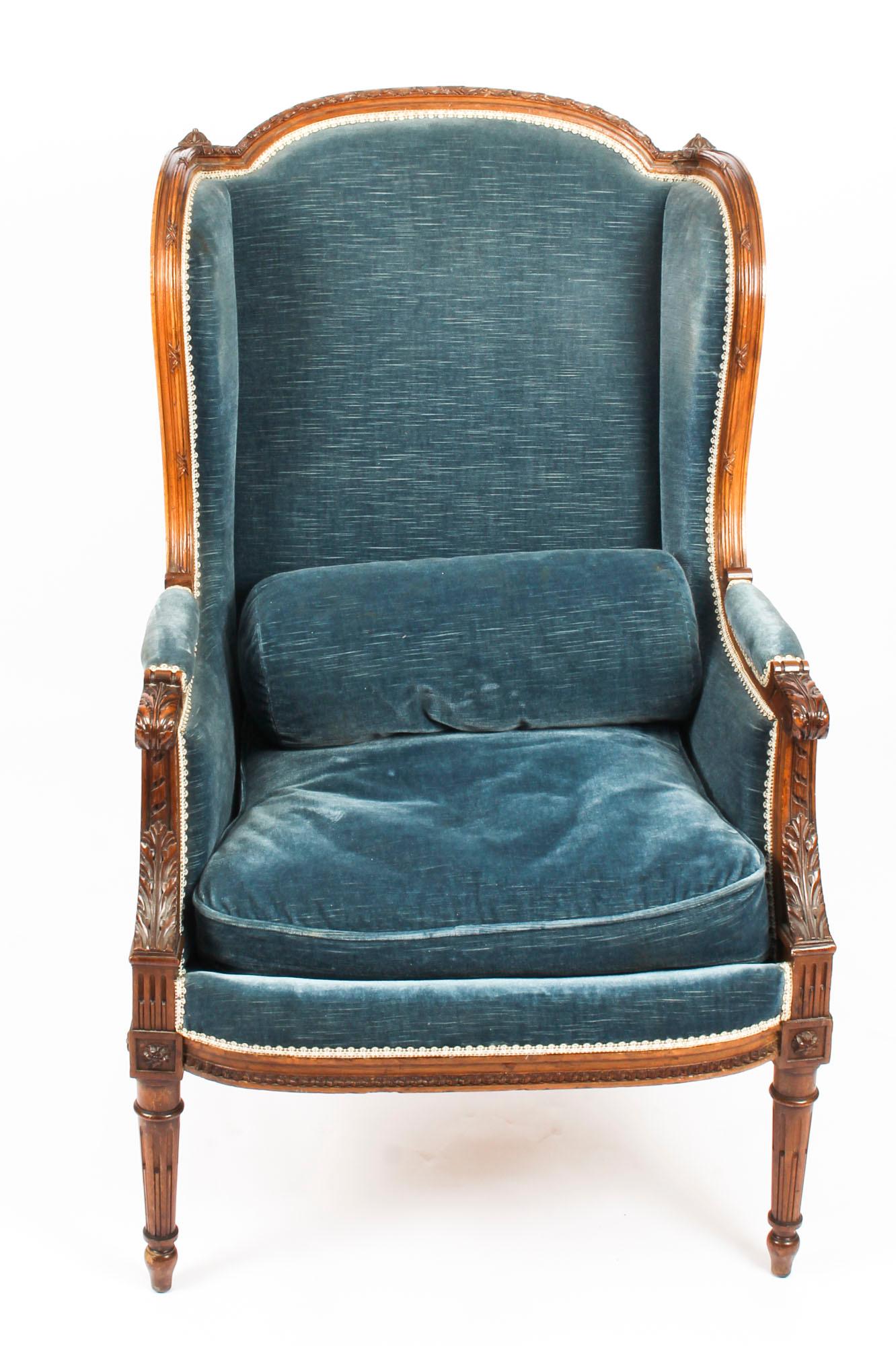 Antique Pair of Louis XV Revival Fauteuil Wingback Armchairs, 19th Century In Good Condition In London, GB