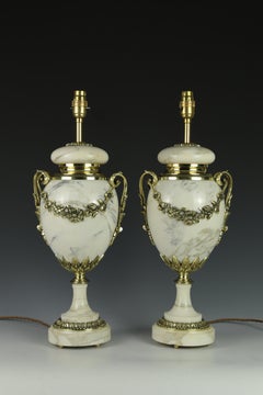 Antique Louis XVI Cassolette Table Lamps, Ormolu Bronze, France, 1880