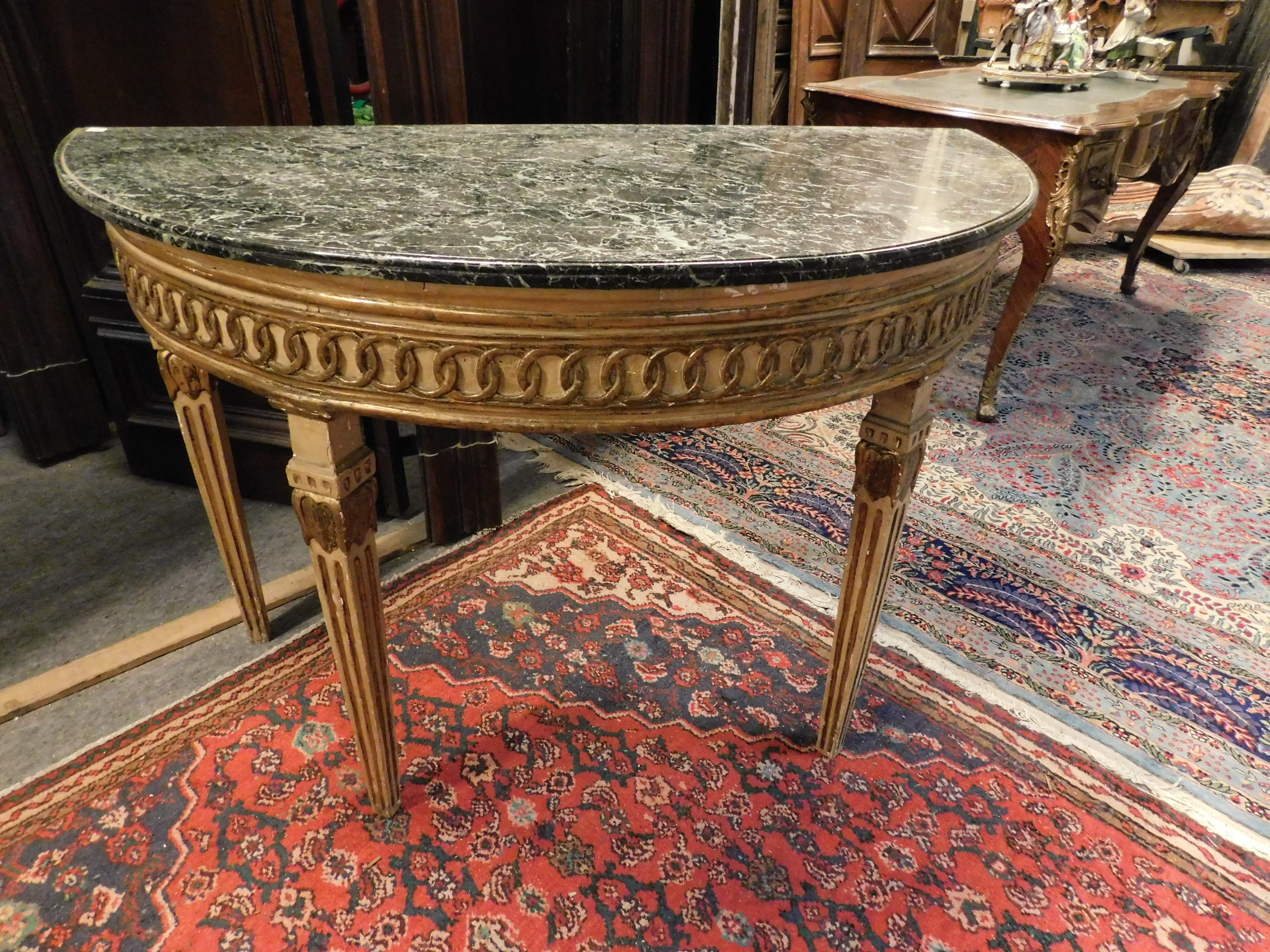 marble top half moon table