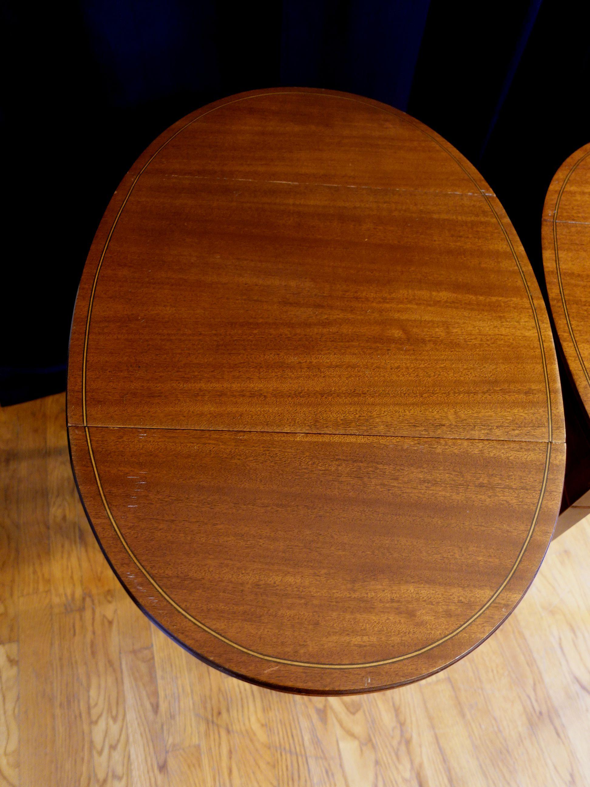 Antique Pair of Mahogany Banded Pembroke Side Tables 4