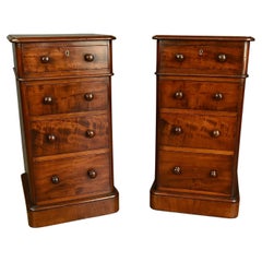 Antique pair of mahogany bedside chests of drawers nite stands 