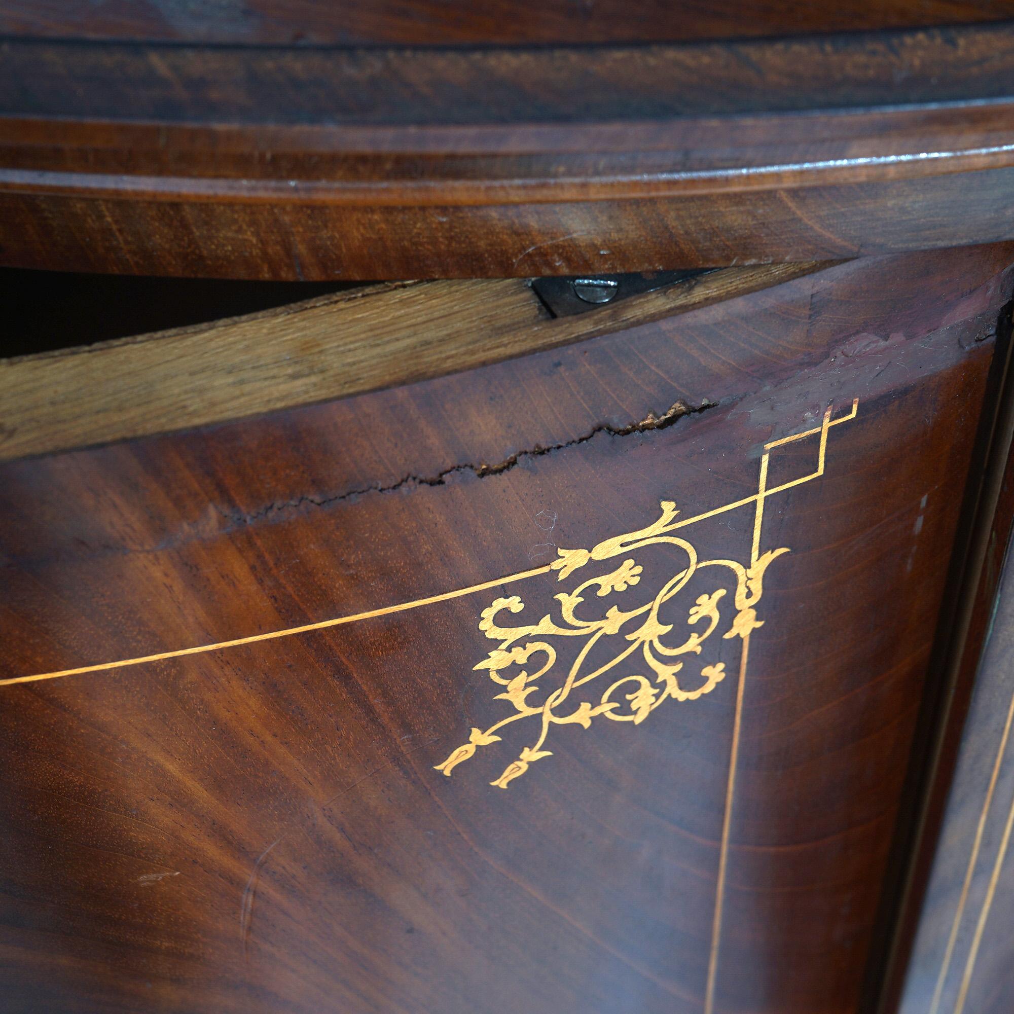 Antique Pair of Mahogany Inlaid, Pierced & Carved Corner Curio Cabinet c1870 For Sale 15