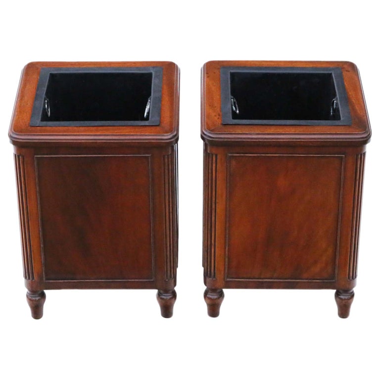 Antique Pair of Mahogany Jardiniere Planters Waste Paper Bins at 1stDibs