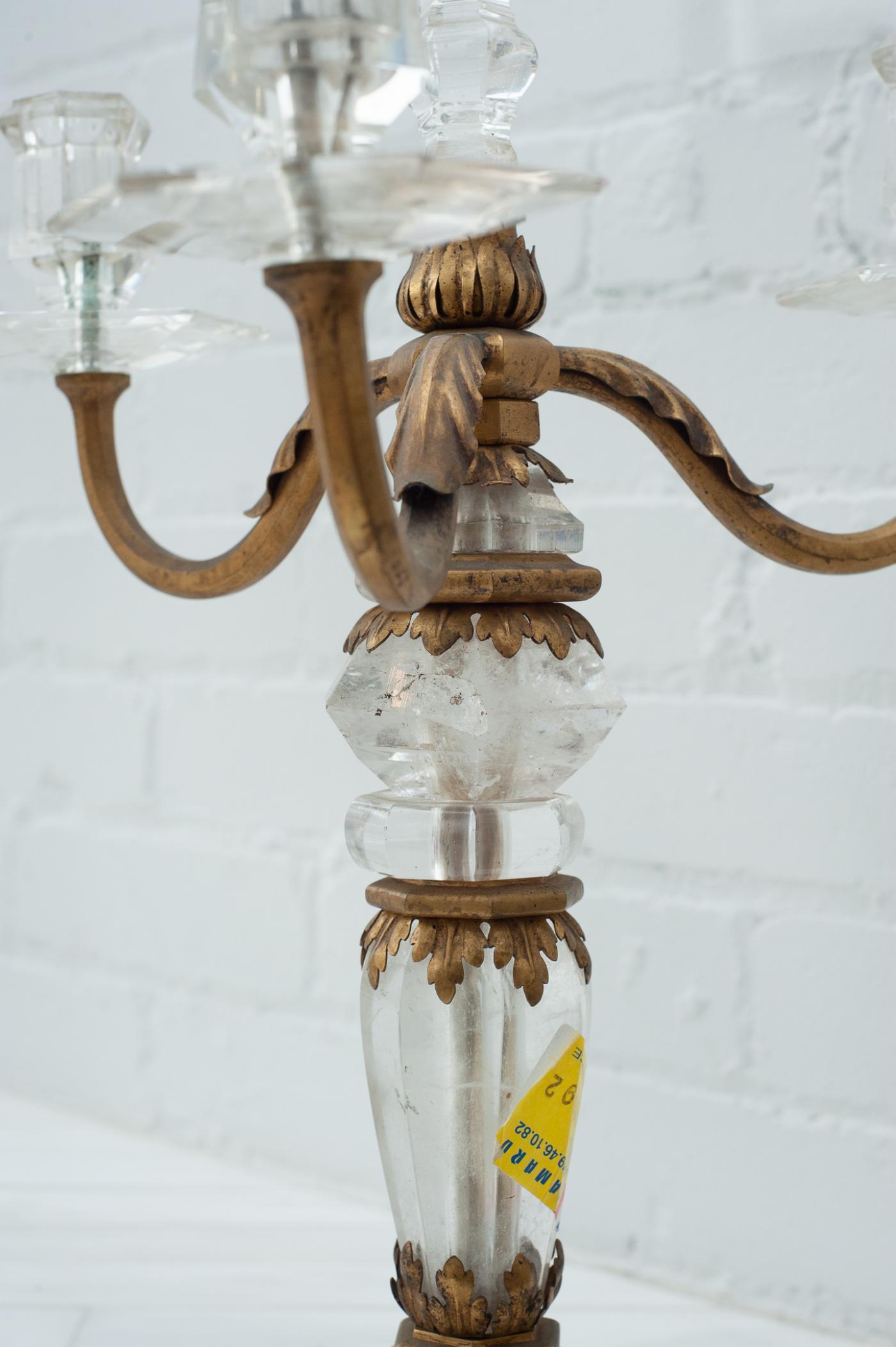Antica coppia di candelabri in cristallo di rocca della Maison Baguès in vendita 4