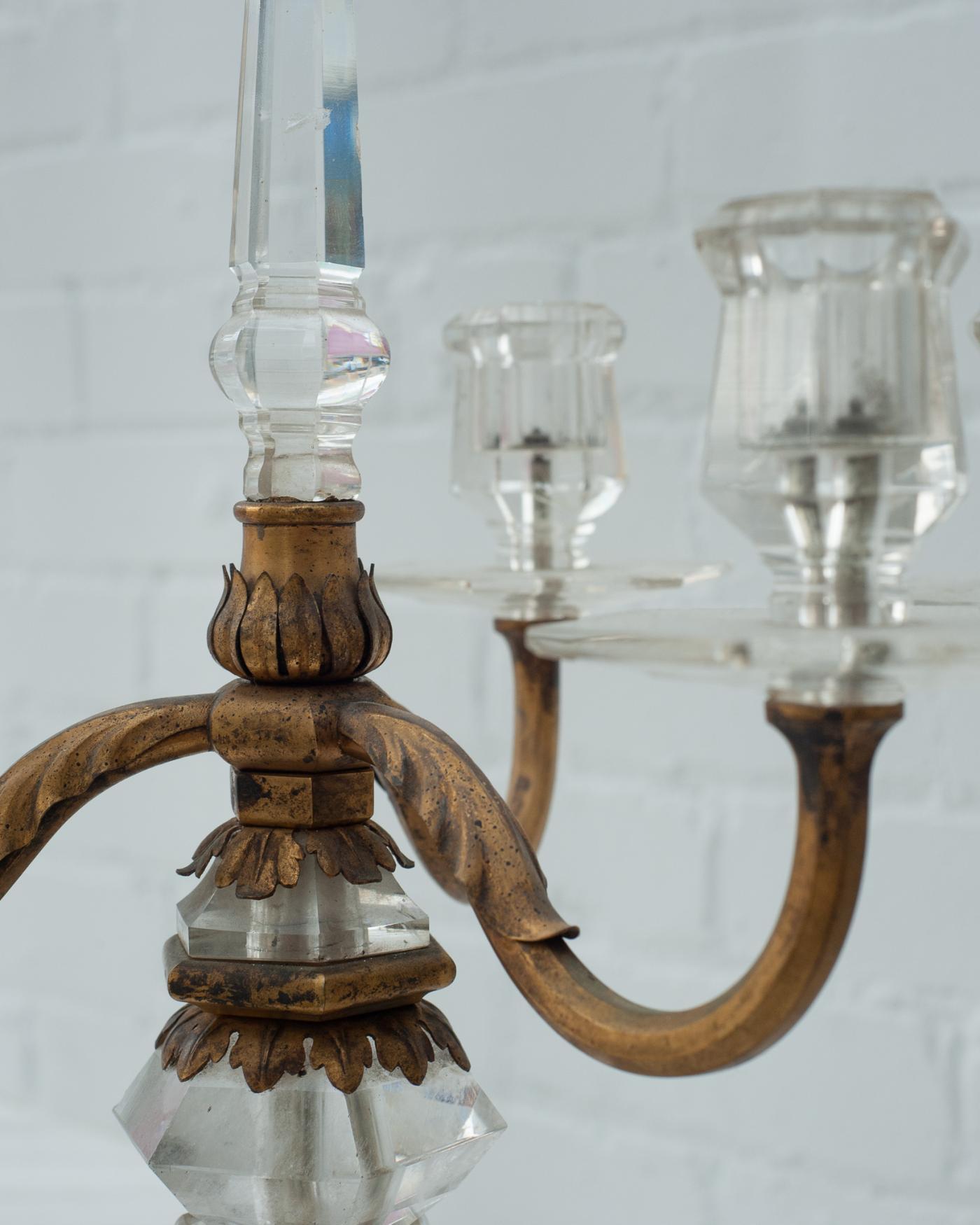XX secolo Antica coppia di candelabri in cristallo di rocca della Maison Baguès in vendita