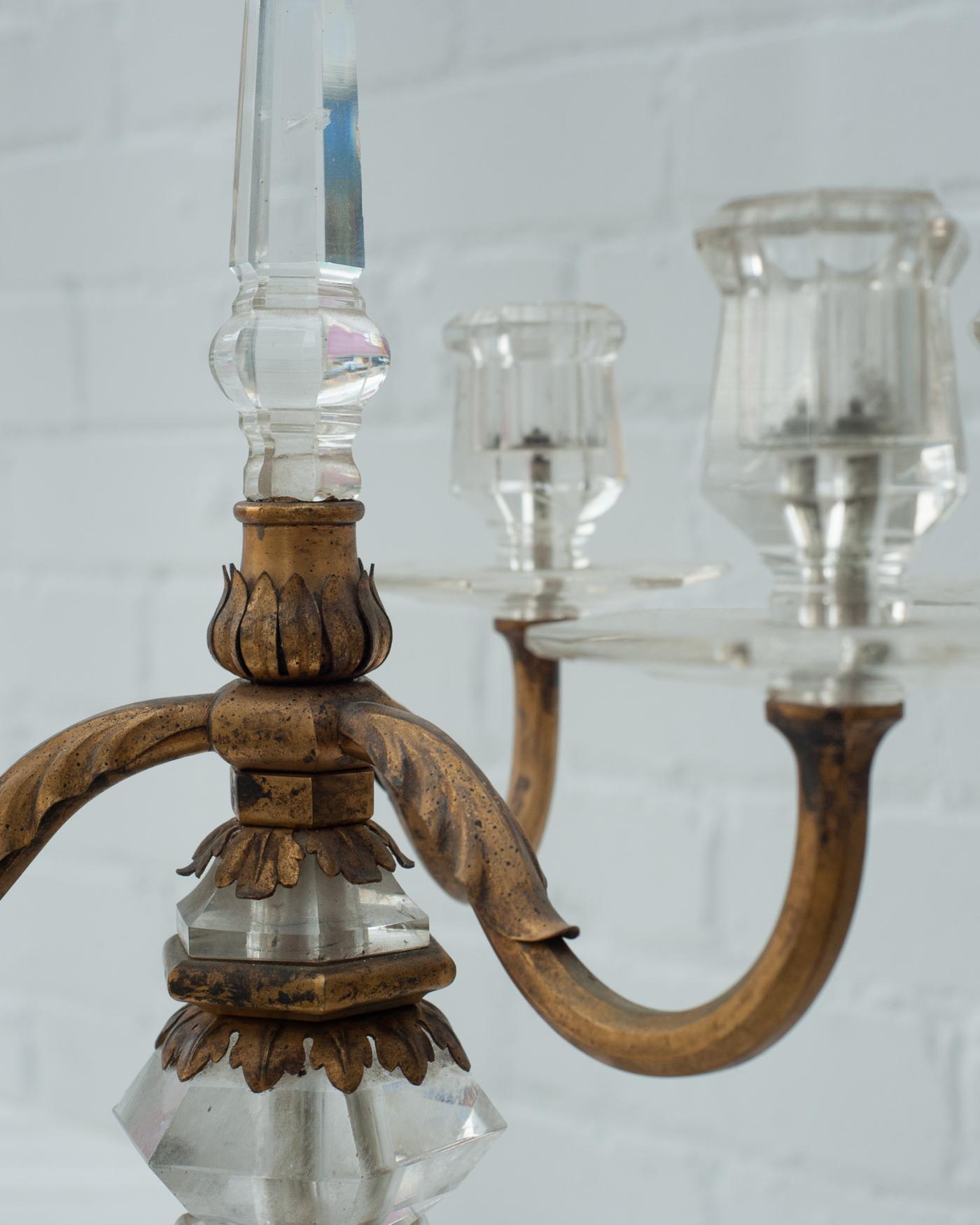 Antique Pair of Maison Baguès Rock Crystal Candelabras In Good Condition For Sale In Toronto, ON