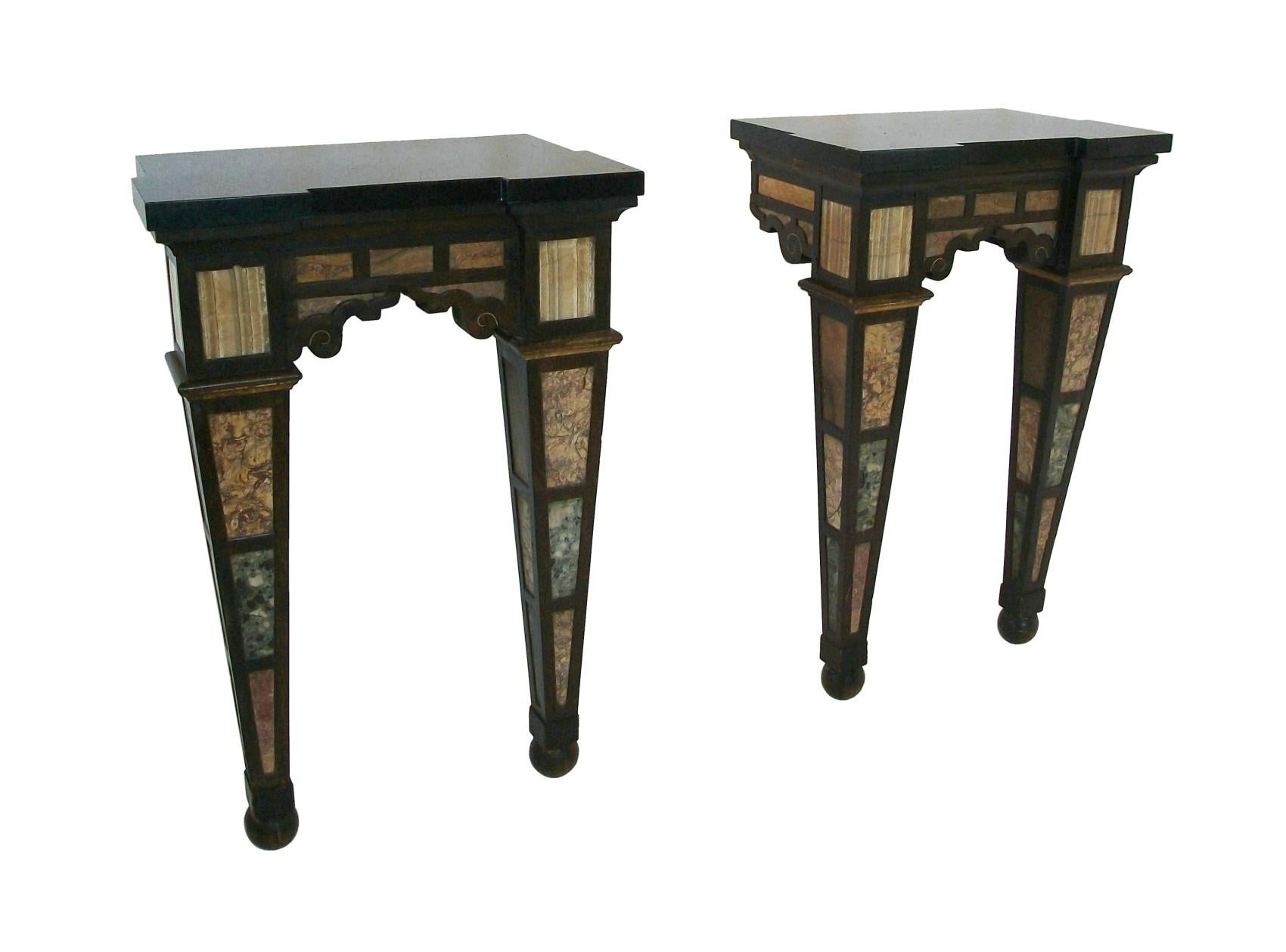 Early Victorian Antique Pair of Marble Specimen Console Tables, United Kingdom, circa 1840 For Sale