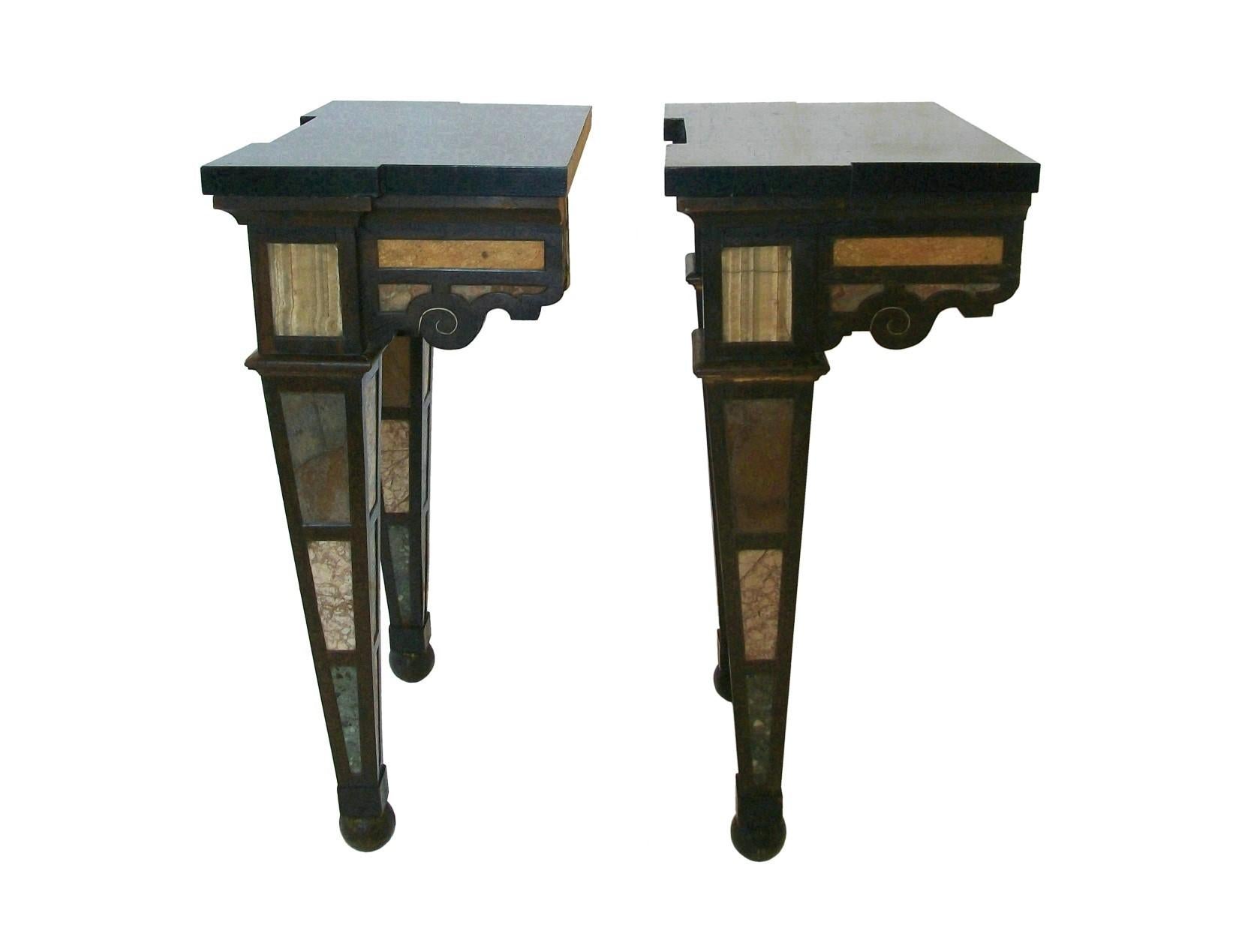 Antique Pair of Marble Specimen Console Tables, United Kingdom, circa 1840 In Good Condition For Sale In Chatham, ON