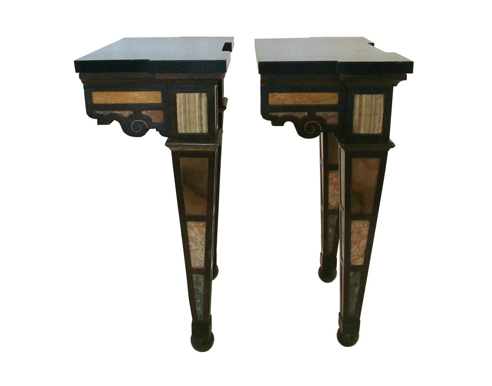 19th Century Antique Pair of Marble Specimen Console Tables, United Kingdom, circa 1840 For Sale