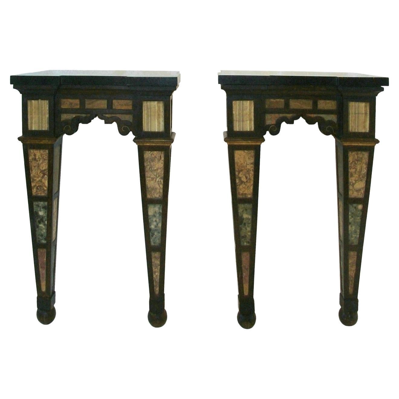 Antique Pair of Marble Specimen Console Tables, United Kingdom, circa 1840 For Sale