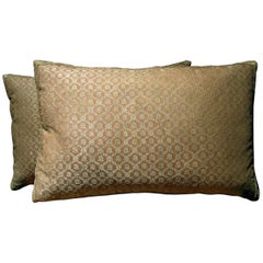 Antique Pair of Metallic Silk Pillow, circa 18th Century, 1589p - 1590p