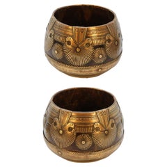 Used pair of mid 19th century Raj period Indian ceremonial bowls circa 1860