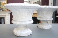 Antique Pair of Mid-Victorian Cast Iron Garden Urns