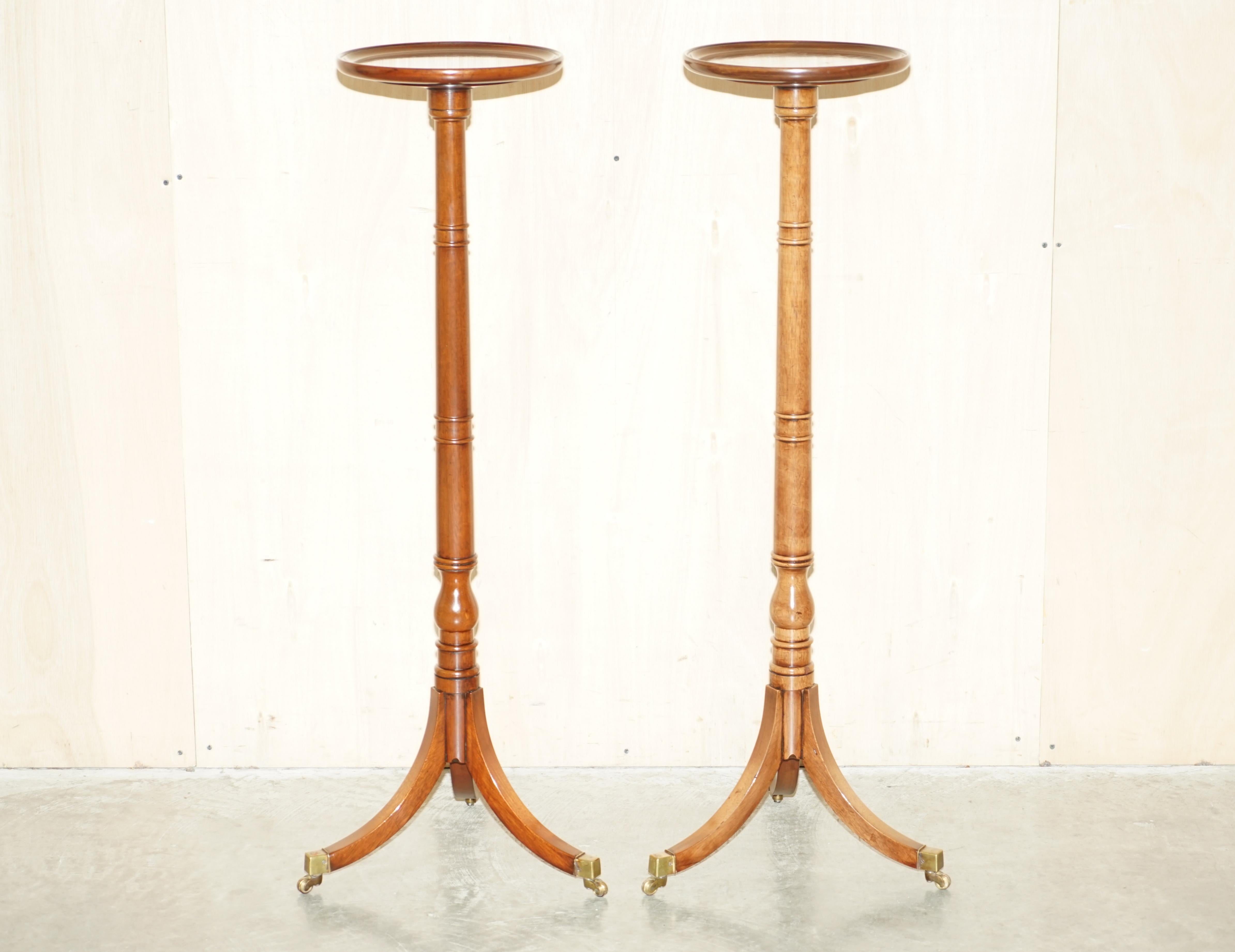 We are delighted to offer for sale this stunning pair of original Victorian hand carved mahogany Jardinière plant stands with Military Campaign style brass castors

A very decorative and good looking piece, its solid mahogany, designed to seat a