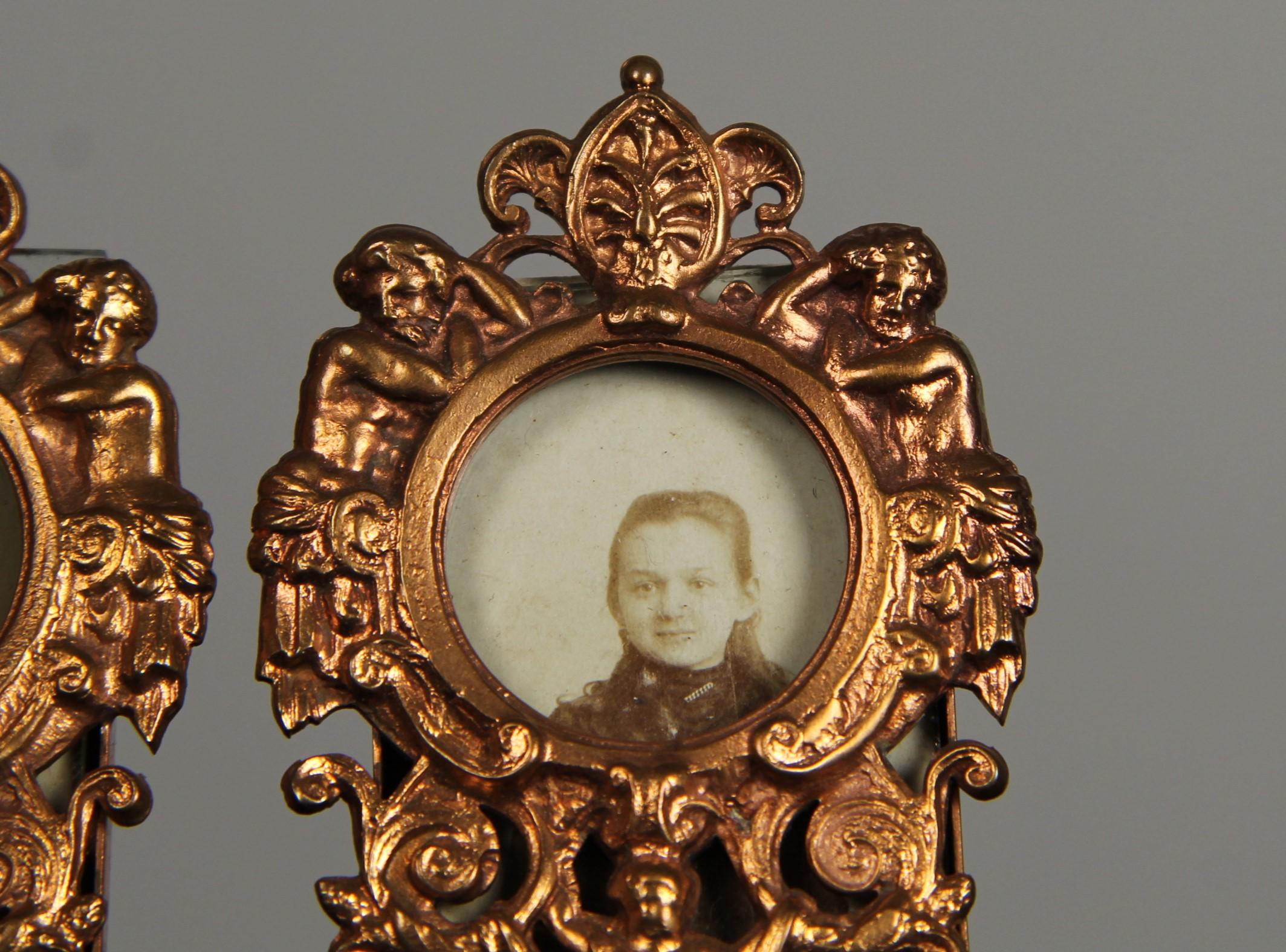 Victorian Antique Pair Of Miniature Picture Frames, France, 1890s, 2 x 2 cm For Sale