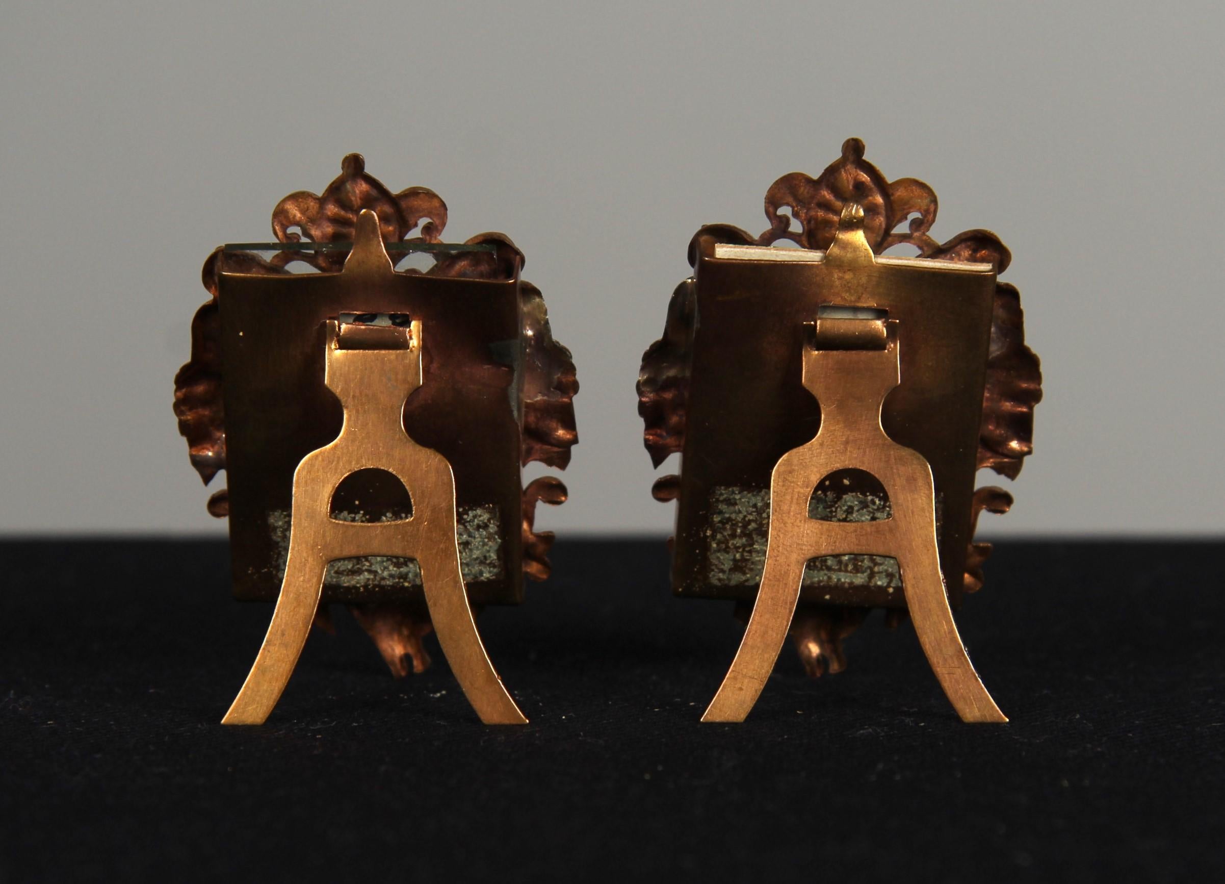 19th Century Antique Pair Of Miniature Picture Frames, France, 1890s, 2 x 2 cm For Sale