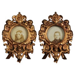 Antique Pair Of Miniature Picture Frames, France, 1890s, 2 x 2 cm