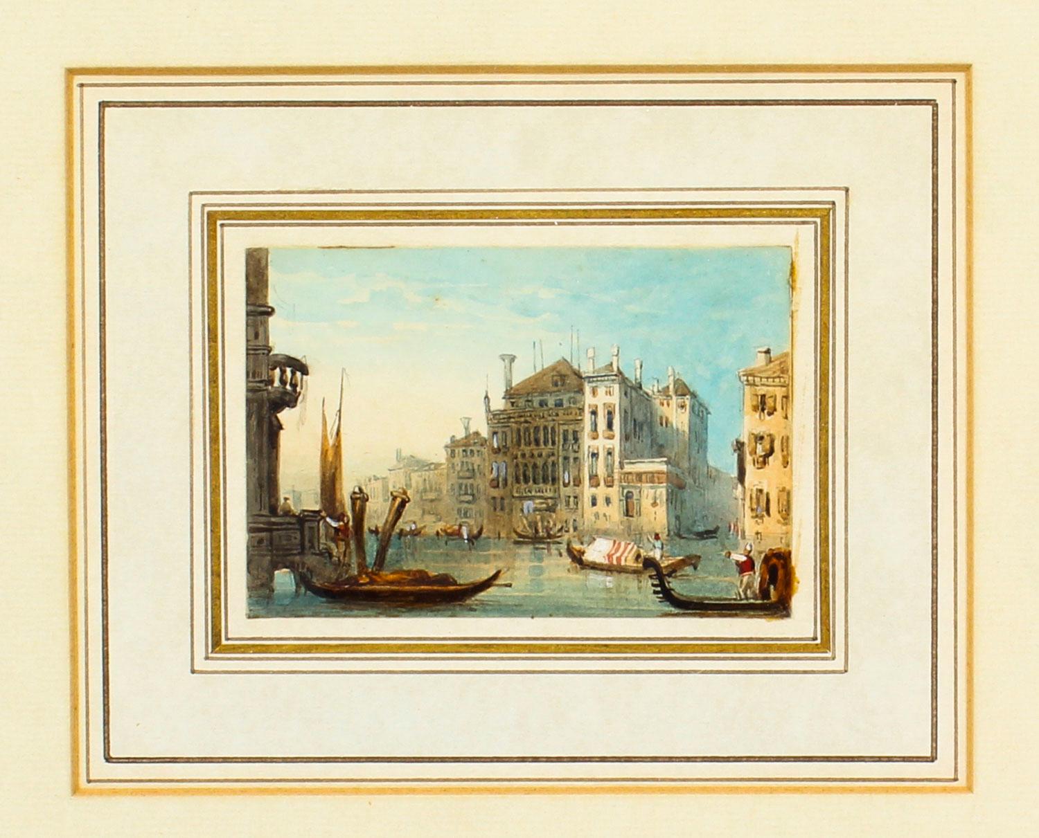 British Antique Pair of Miniature Watercolors by Samuel Prout, Early 19th Century