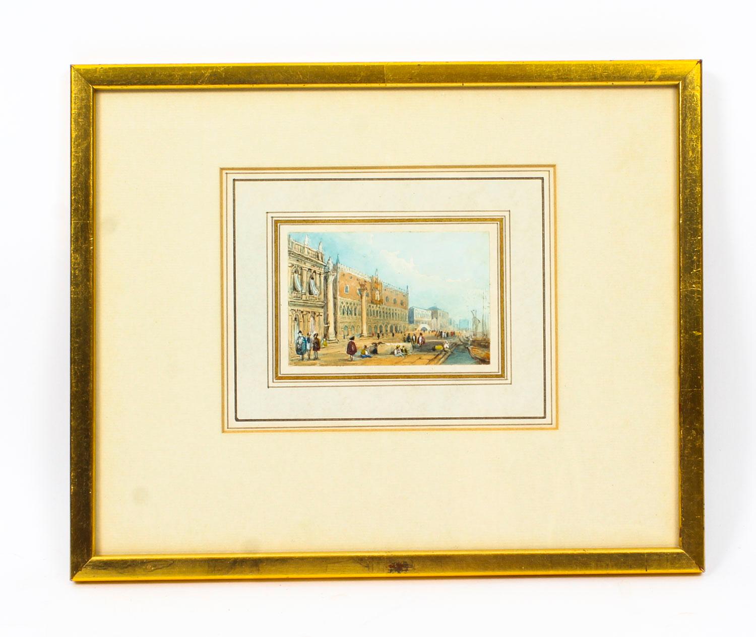 Antique Pair of Miniature Watercolors by Samuel Prout, Early 19th Century In Good Condition In London, GB