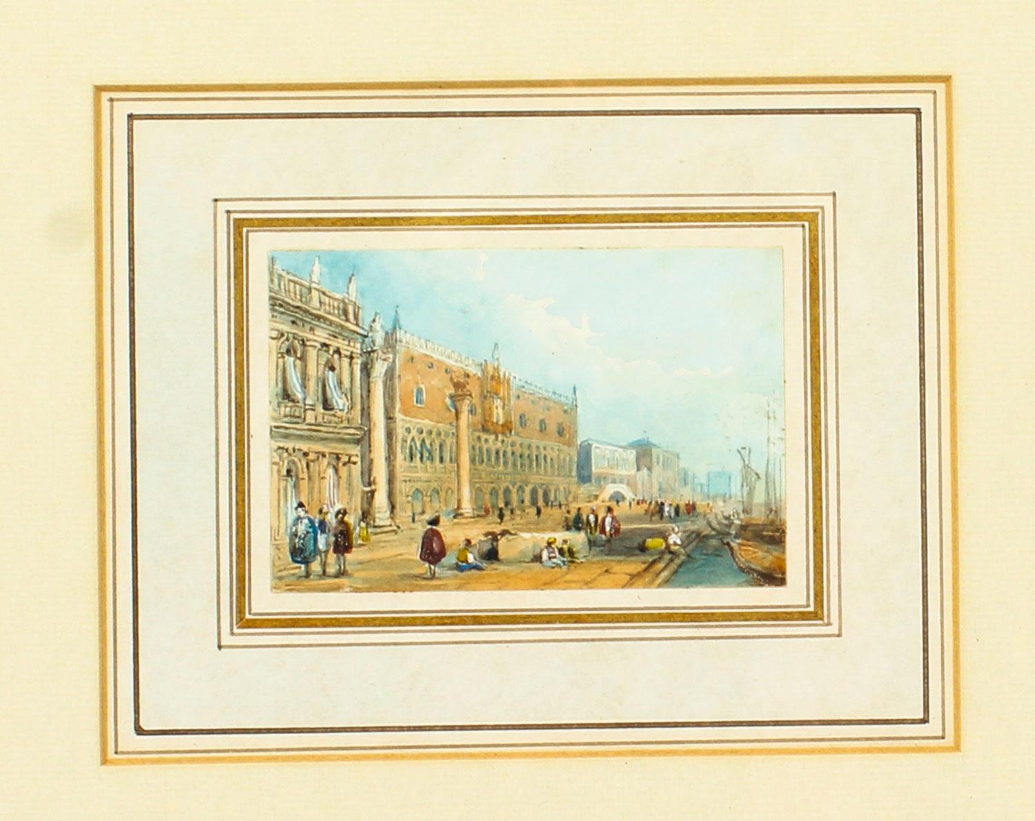 Antique Pair of Miniature Watercolors by Samuel Prout, Early 19th Century 1