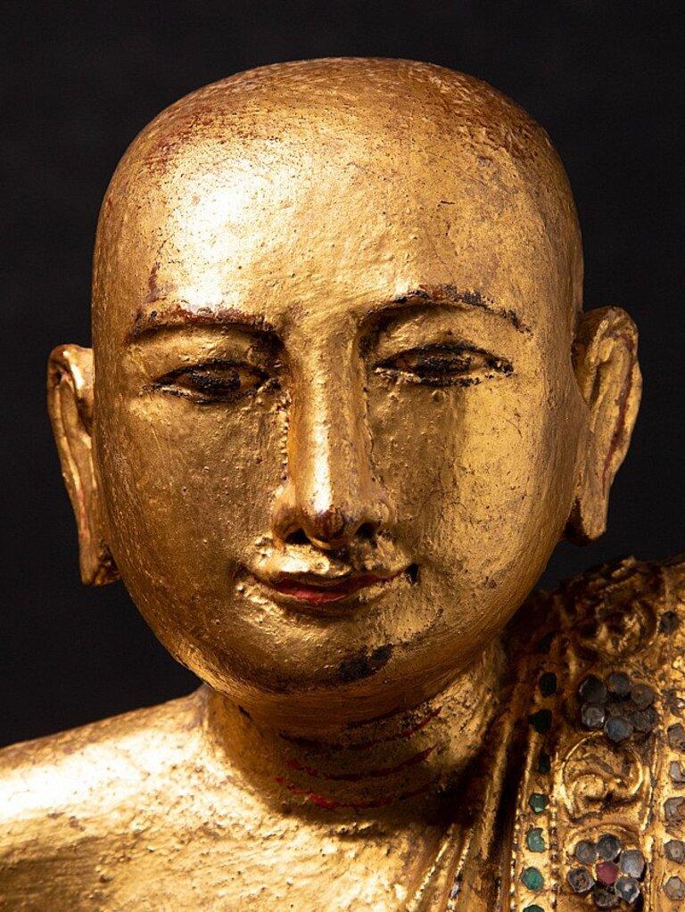 Antikes Paar Mönchsstatuen aus Birma im Angebot 5