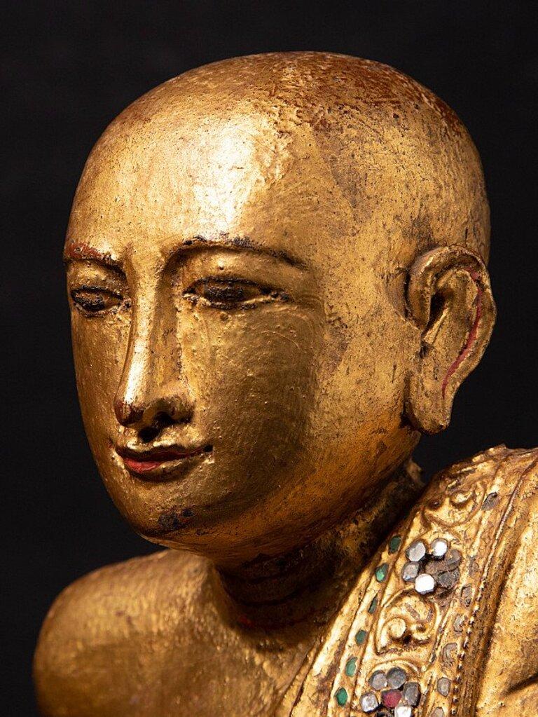 Antikes Paar Mönchsstatuen aus Birma im Angebot 7