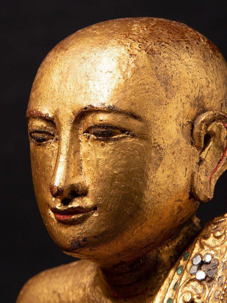 Antikes Paar Mönchsstatuen aus Birma im Angebot 10