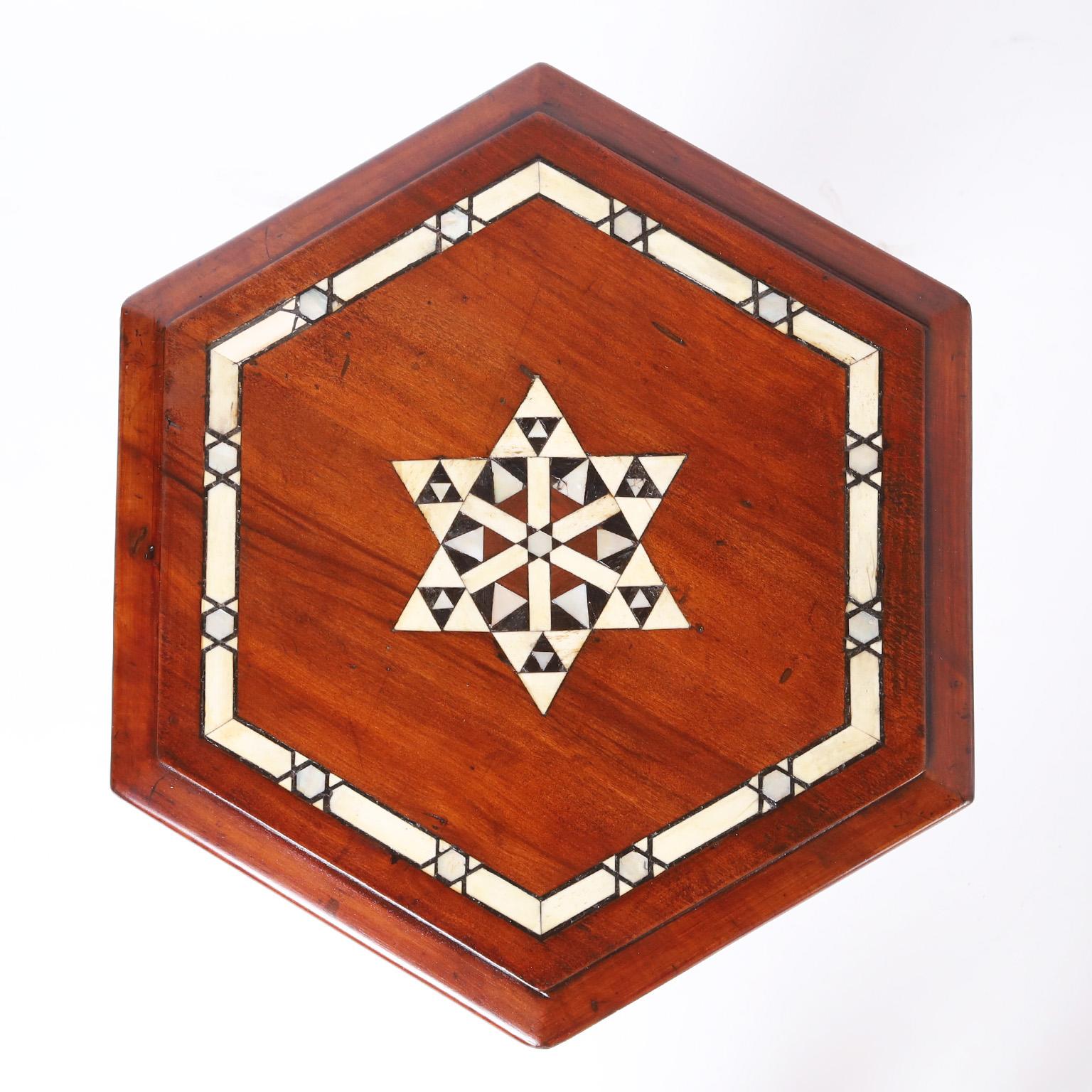 Antique Pair of Moroccan Inlaid Stands or Pedestals In Good Condition In Palm Beach, FL