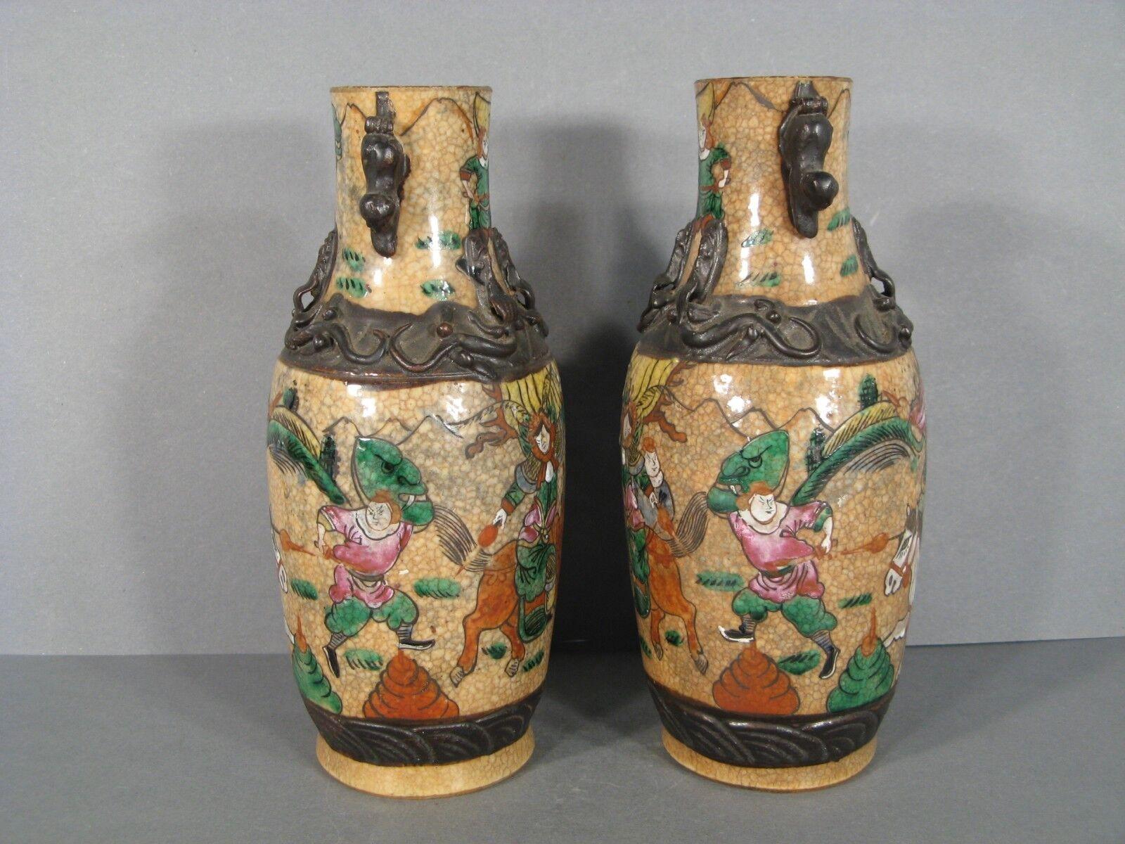Antikes Paar Nankin-Porzellanvasen, 19. Jahrhundert -1Y90, Paar 4