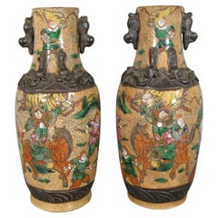 Antique Pair of Nankin Porcelain Vases, 19th Century -1Y90