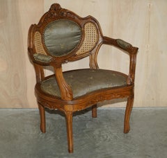 Antique Pair of Napoleon III circa 1890 Bergere Armchairs & Matching Table