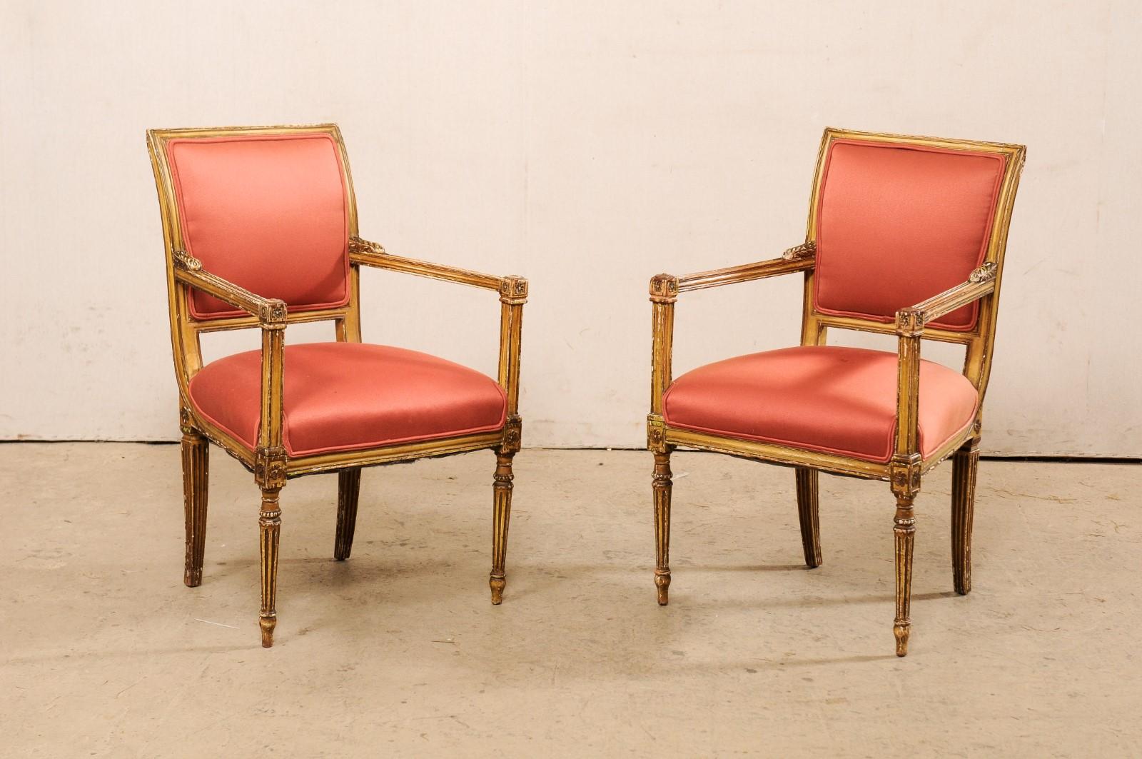 Antique Pair of Neoclassic Style Armchairs, Italy For Sale 3