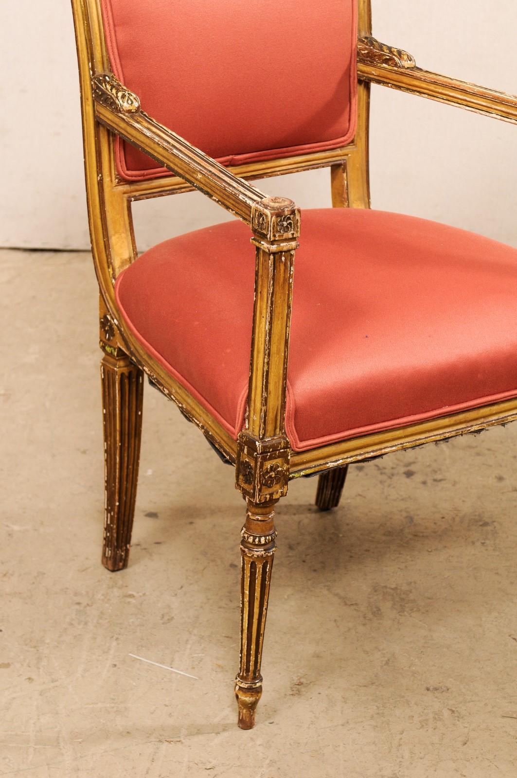 Antique Pair of Neoclassic Style Armchairs, Italy For Sale 4