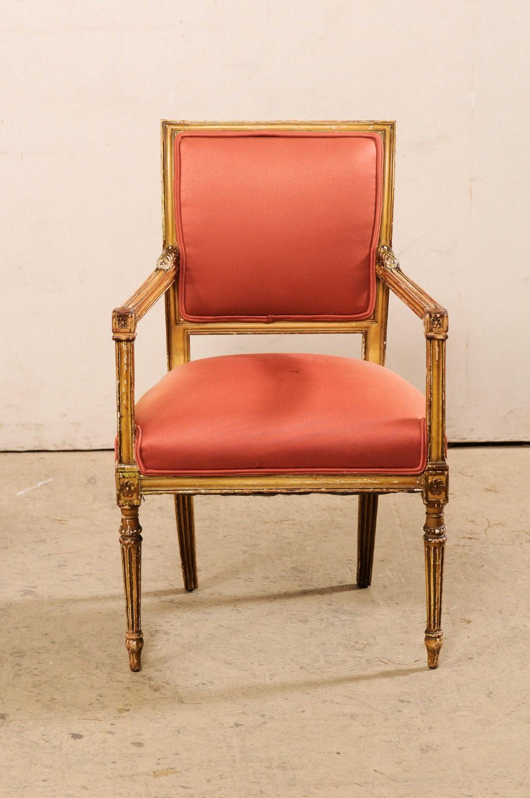 Italian Antique Pair of Neoclassic Style Armchairs, Italy For Sale