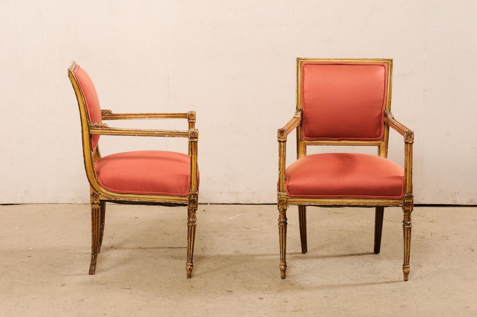 Antique Pair of Neoclassic Style Armchairs, Italy In Good Condition For Sale In Atlanta, GA