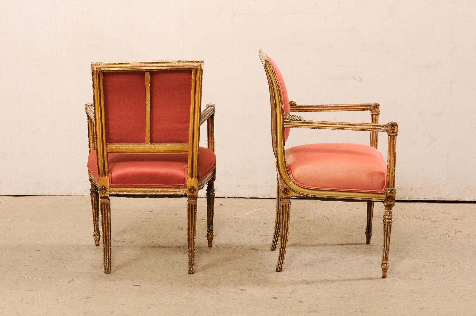 20th Century Antique Pair of Neoclassic Style Armchairs, Italy For Sale