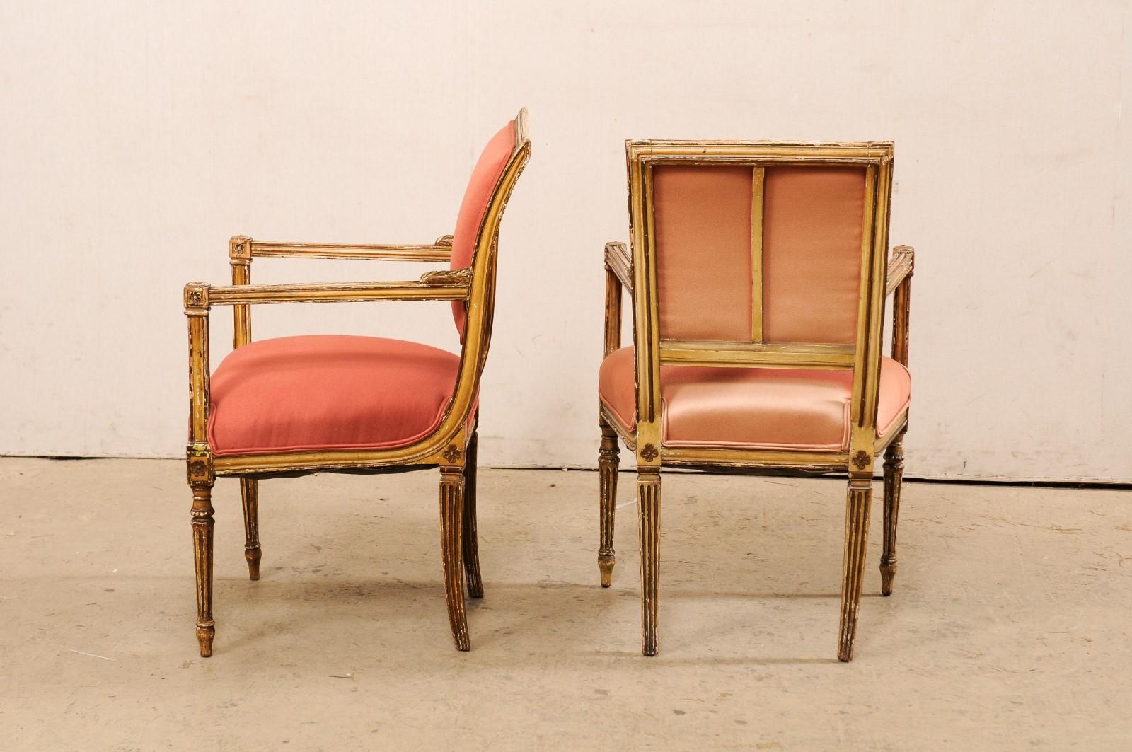 Upholstery Antique Pair of Neoclassic Style Armchairs, Italy For Sale