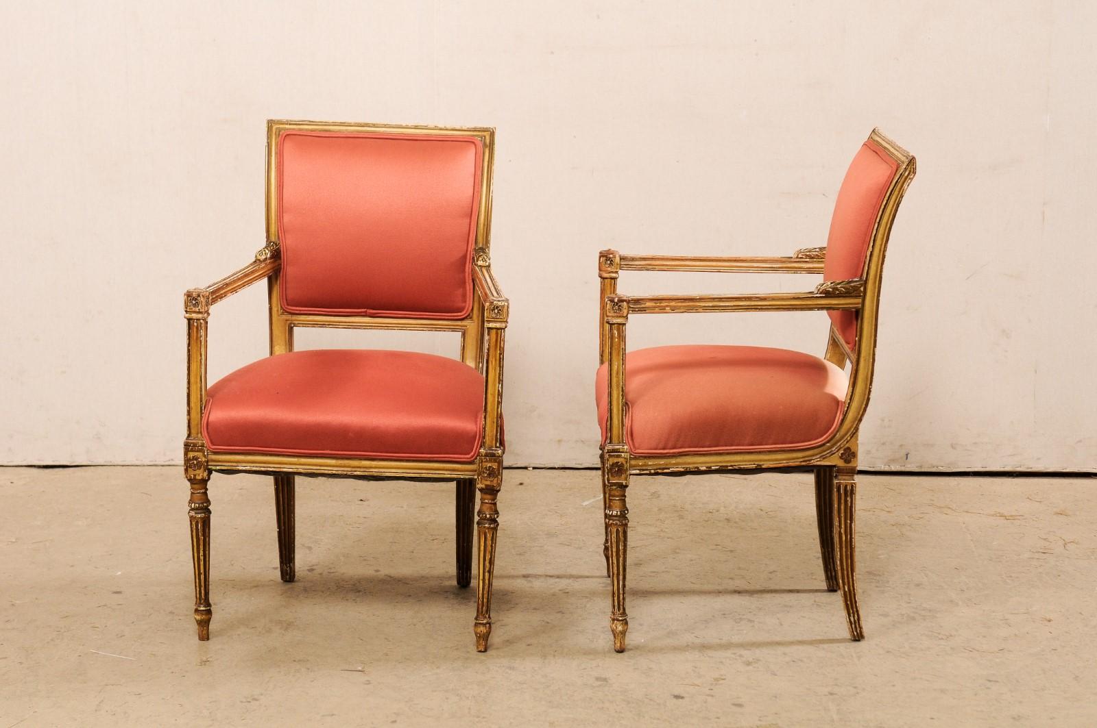Antique Pair of Neoclassic Style Armchairs, Italy For Sale 1