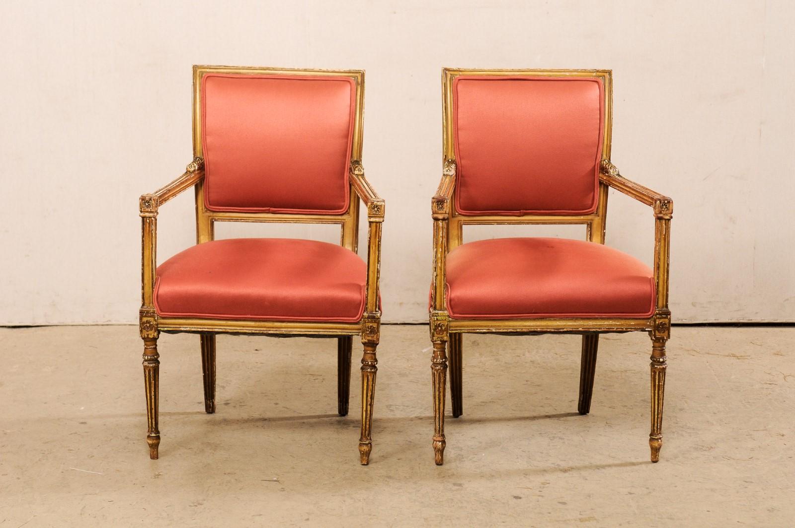 Antique Pair of Neoclassic Style Armchairs, Italy For Sale 2