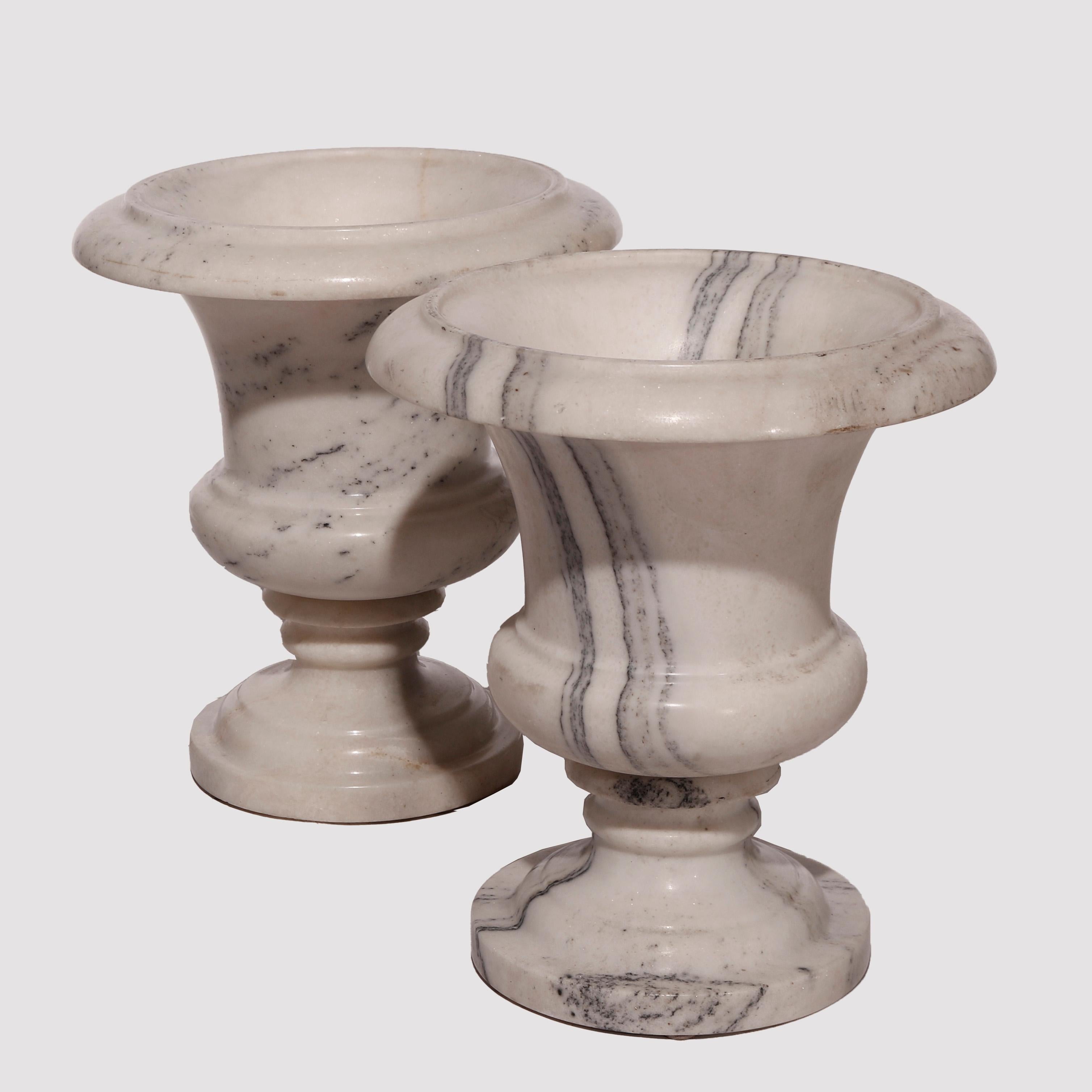 Antique Pair of Neoclassical Marble Garden Urns, 19th Century 6