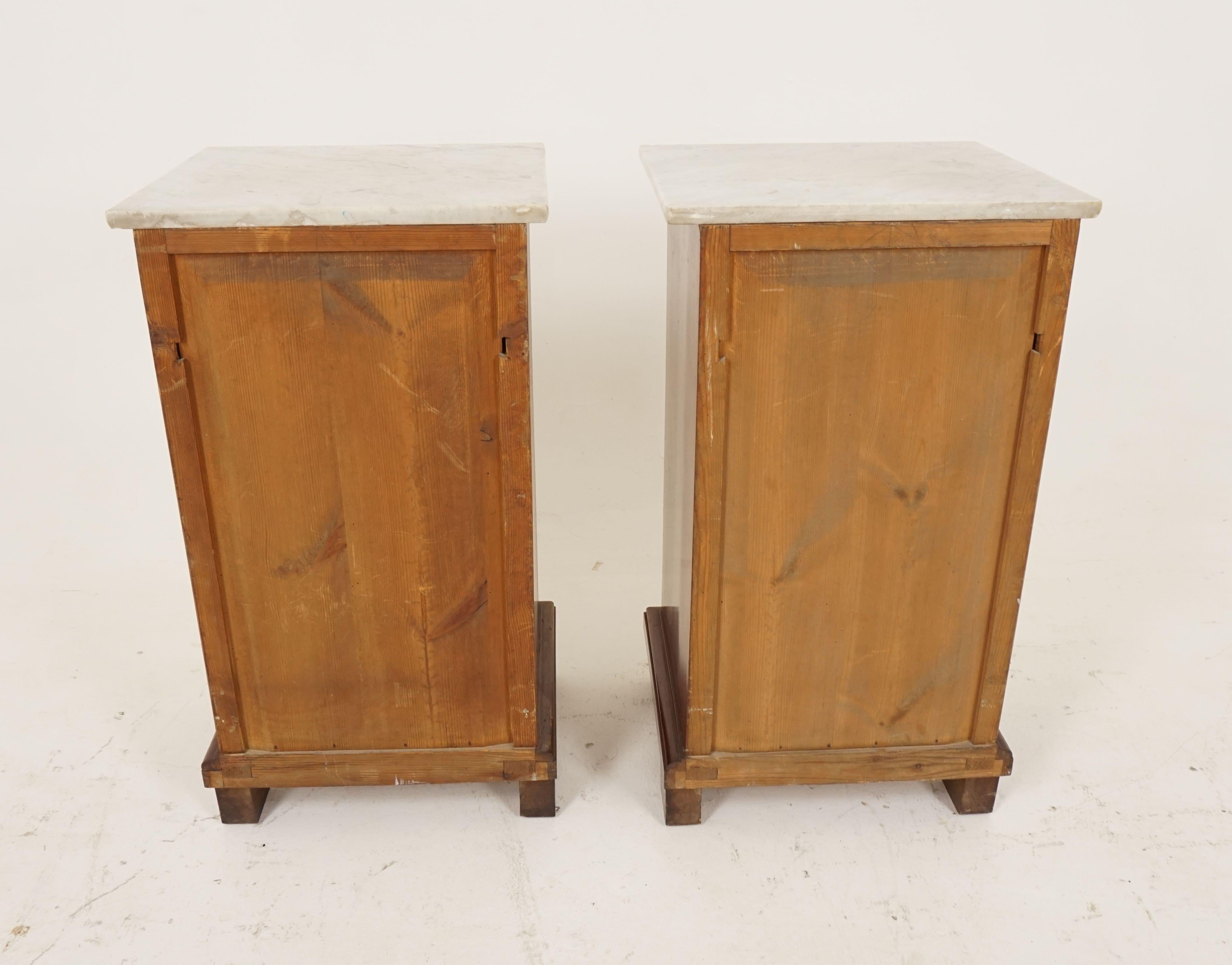 Antique Pair of Nightstands, Continental Inlaid Mahogany Bedside, Scotland 1900 3