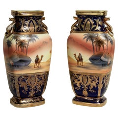 Antica coppia di vasi orientalisti Noritake Komaru