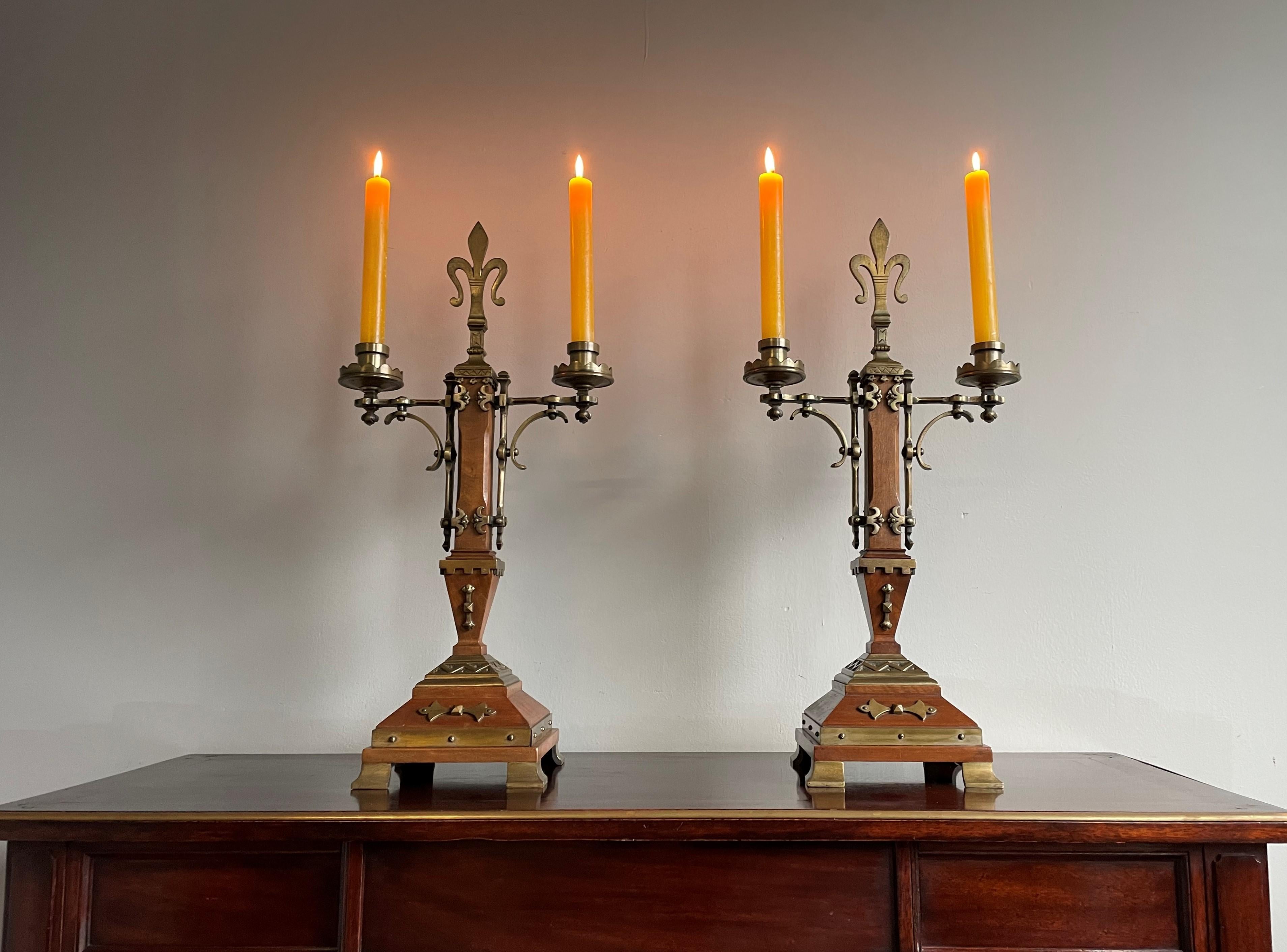 Stunning pair of handcrafted, early 20th century Medieval Style candleholders.

If you are looking for the rarest and best quality Gothic antiques only then this French pair of Medieval Style, table candle holders could be flying your way soon.