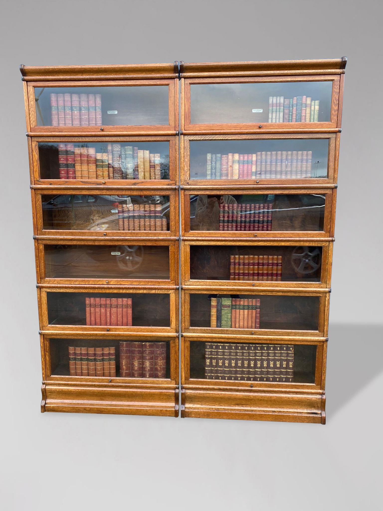 Antique Pair of Oak Globe Wernicke Bookcases In Good Condition In Petworth,West Sussex, GB
