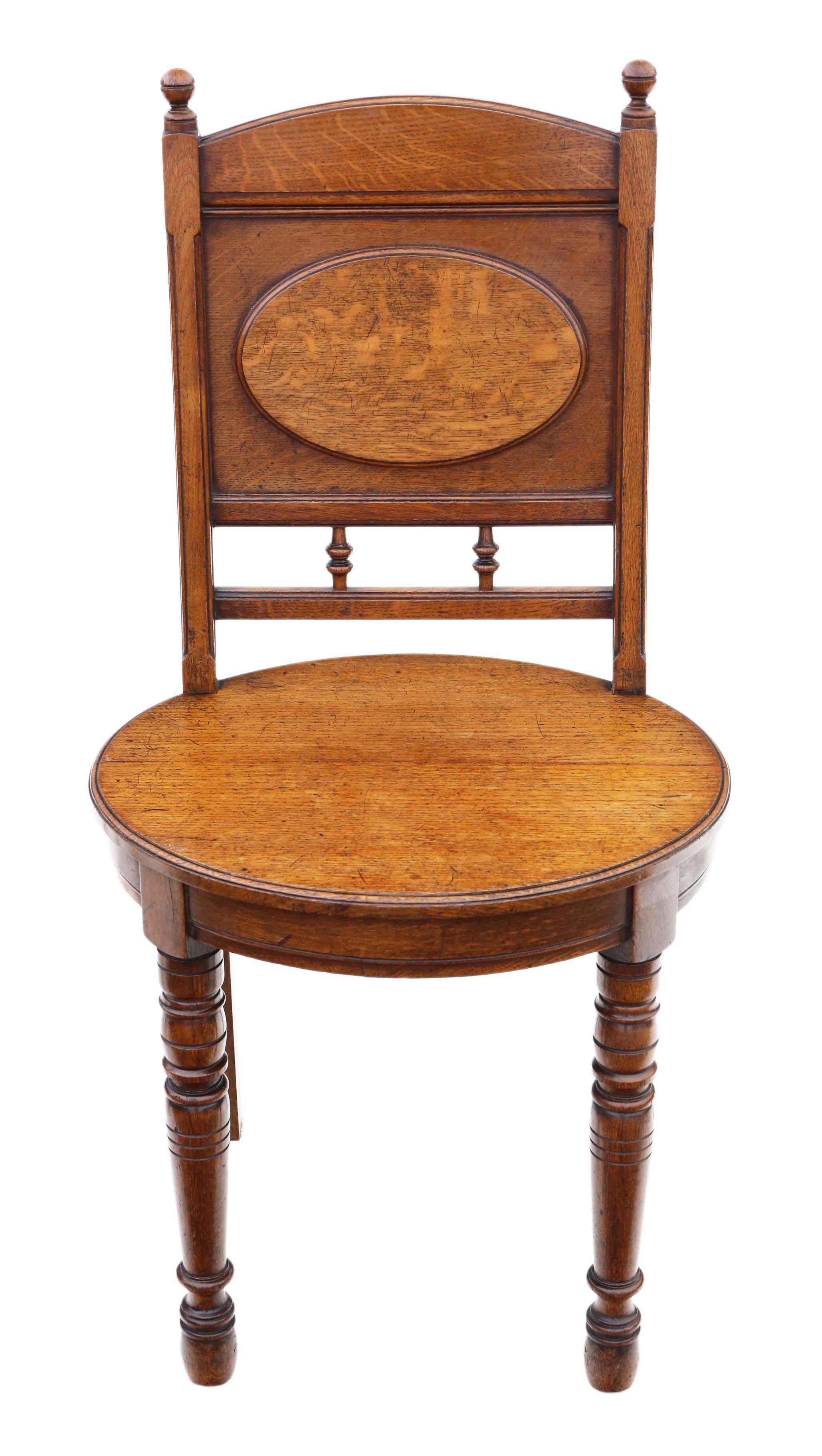 Antique Pair of Oak Hall Side or Bedroom Chairs C1880, 19th Century In Good Condition For Sale In Wisbech, Cambridgeshire