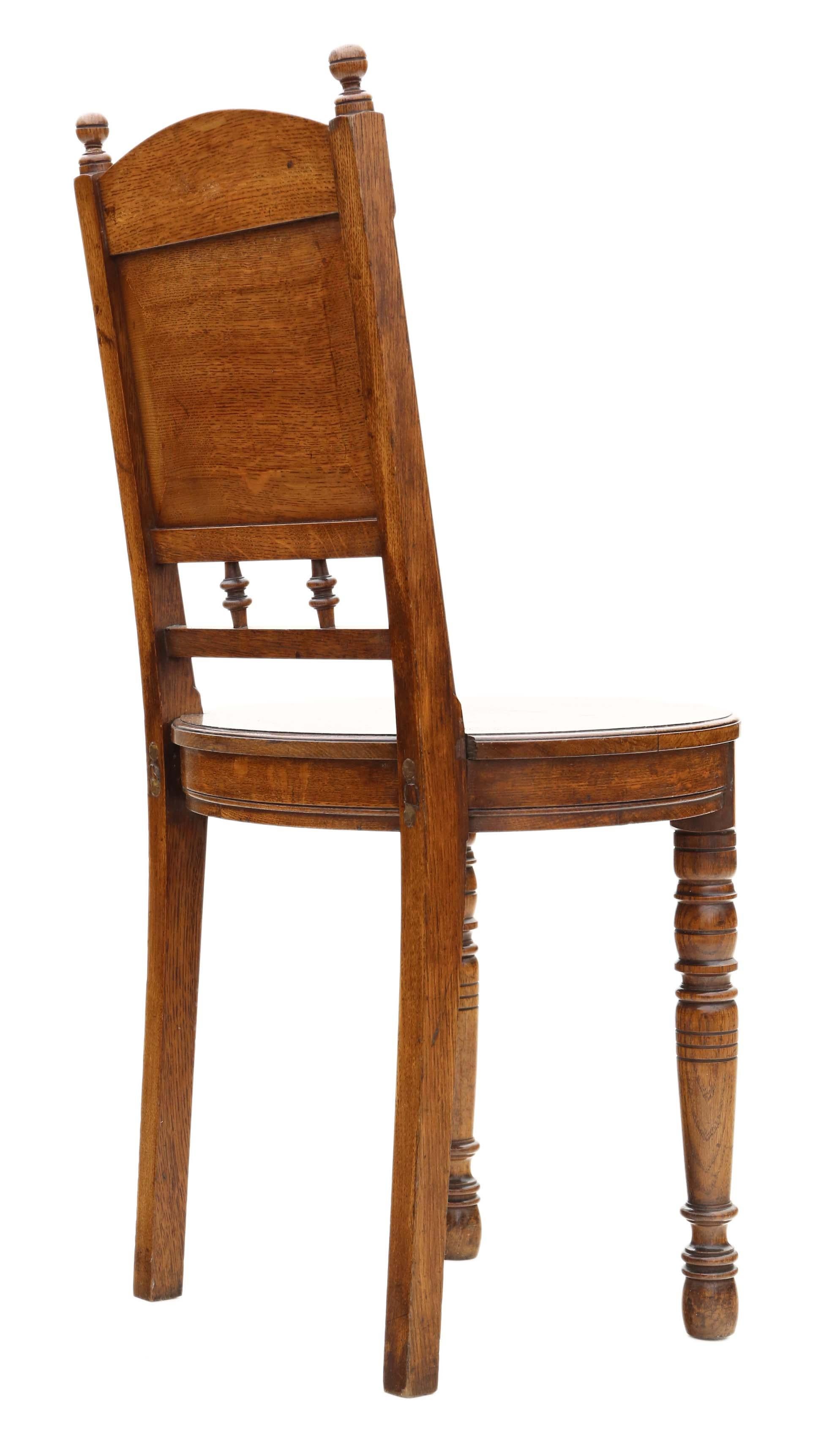 Late 19th Century Antique Pair of Oak Hall Side or Bedroom Chairs C1880, 19th Century For Sale
