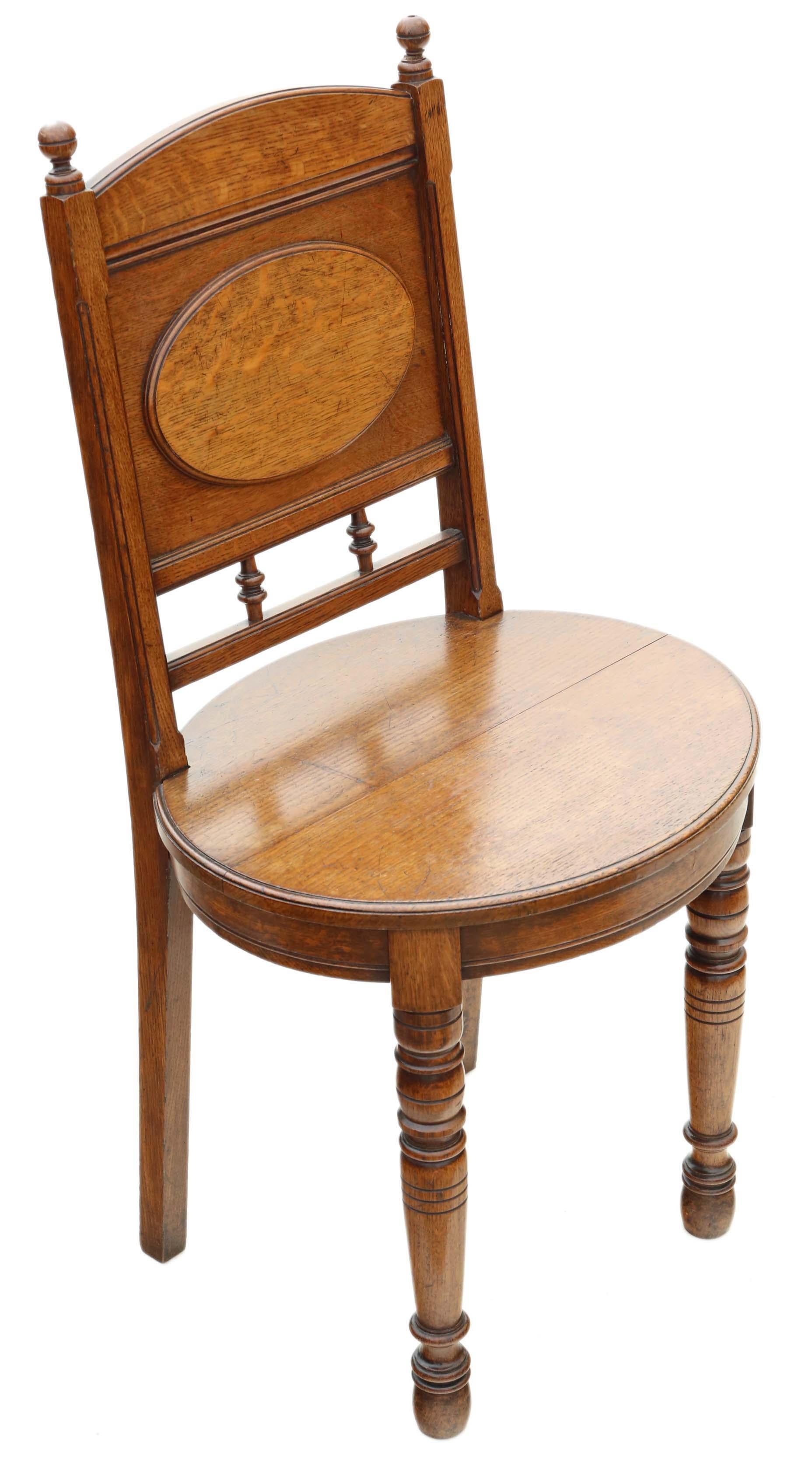 Antique Pair of Oak Hall Side or Bedroom Chairs C1880, 19th Century For Sale 2