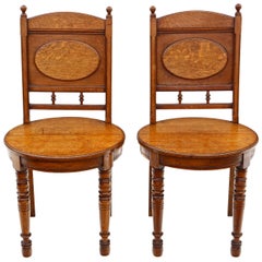 Antique Pair of Oak Hall Side or Bedroom Chairs C1880, 19th Century