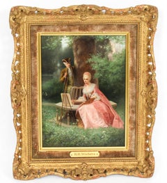 Antique Pair of Oil on Canvas Courtiers Paintings by Raimund Von Wichera 19th C