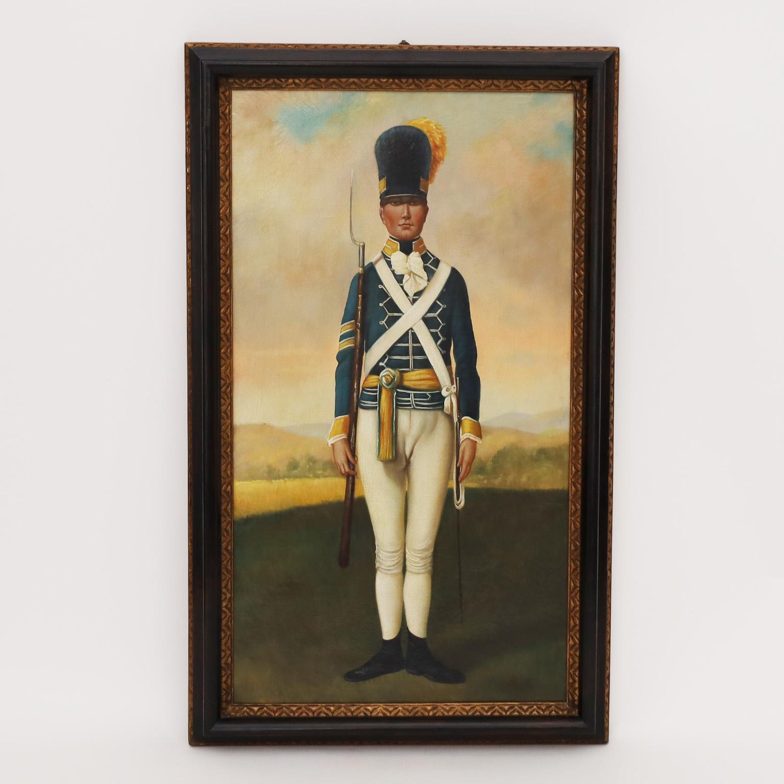 Antique Pair of Oil Paintings on Canvas of Soldiers in Uniform In Good Condition In Palm Beach, FL